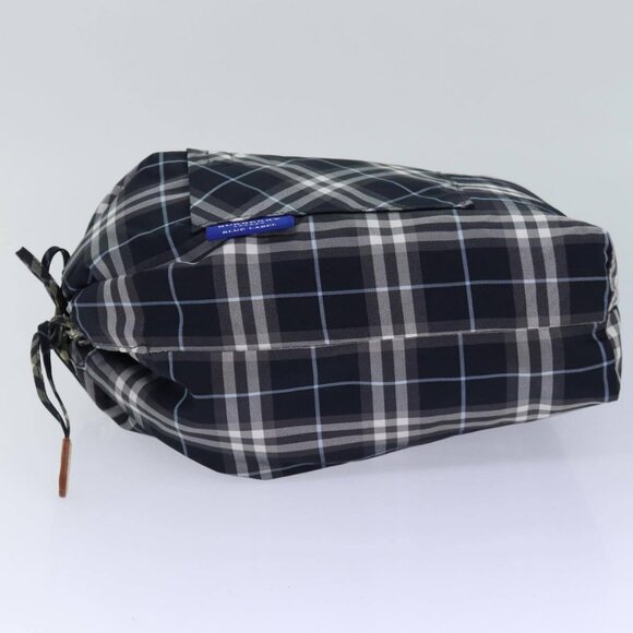 BURBERRY Nova Check Blue Label Drawstring Bag Pouch Nylon Navy Auth - Picture 5 of 16
